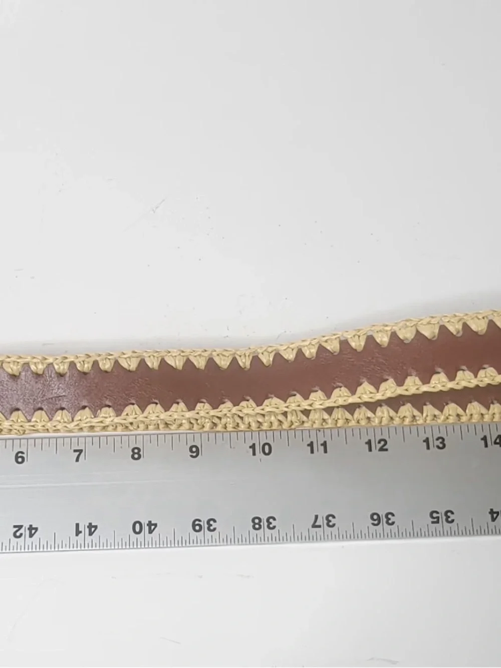 Mango handwoven edge brown leather belt whit gold buckle size S